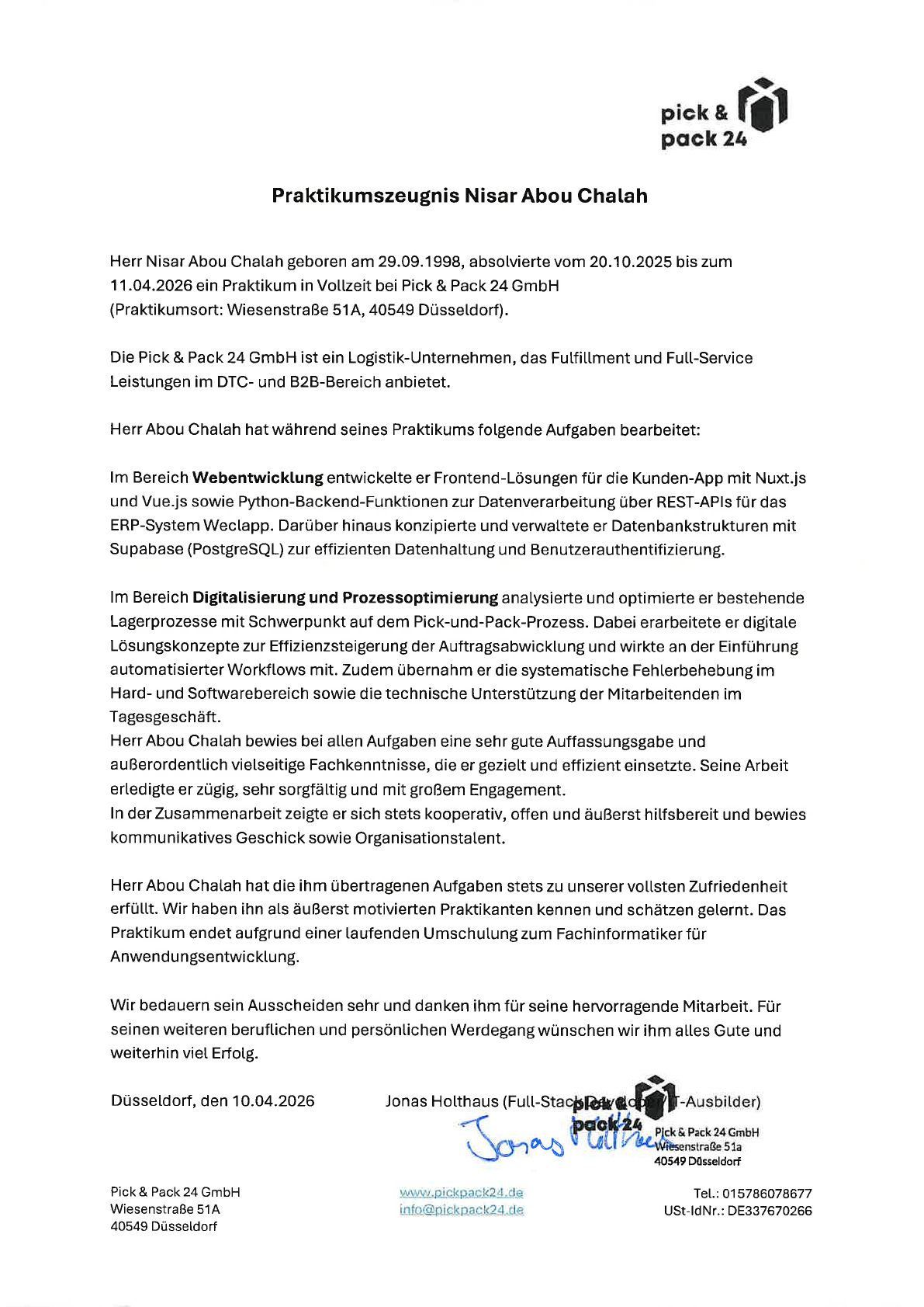 Dokumentvorschau: Praktikumszeugnis